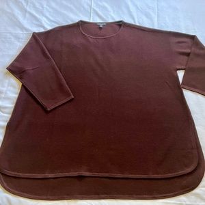 Eileen Fisher 3X Merino Wool Tunic Sweater in Rich Brown